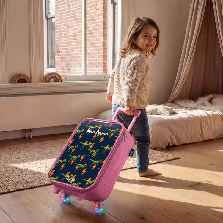 Kinderkoffer Rosa - Dinos - Blitze - Tiere - Blau — 2