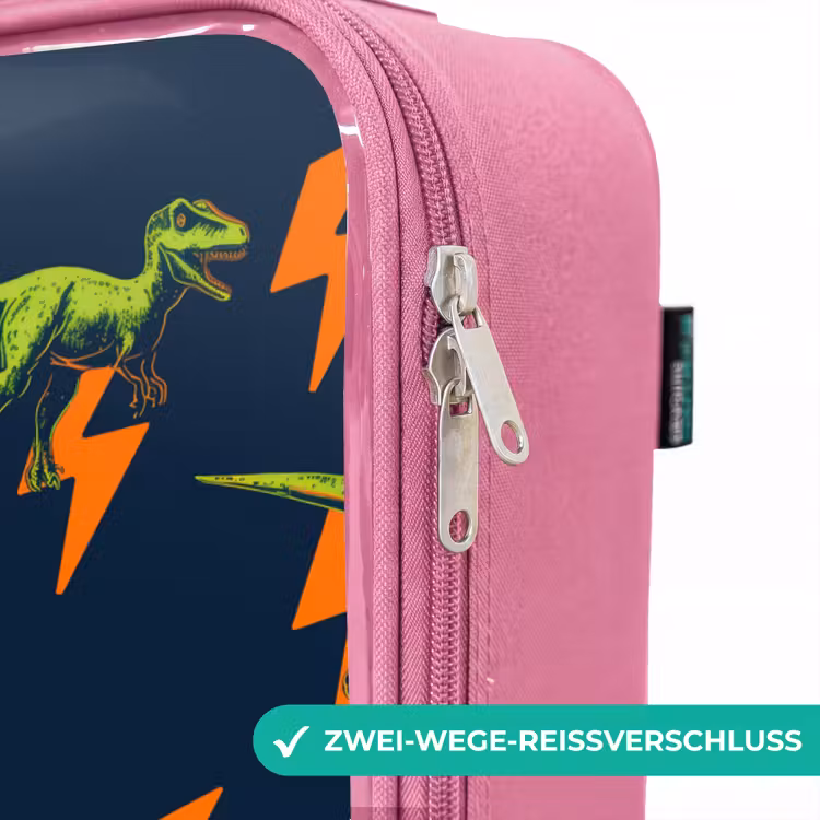 Kinderkoffer Rosa - Dinos - Blitze - Tiere - Blau — 5