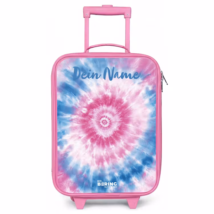 Kinderkoffer Rosa mit Name - Krawattenfärbung - Abstrakt - Blau - Rosa — 1