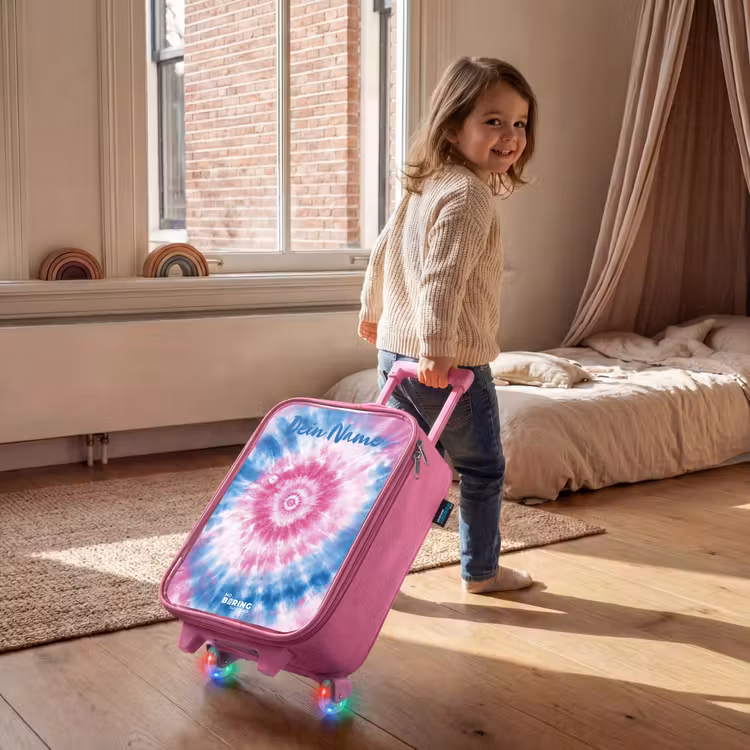 Kinderkoffer Rosa mit Name - Krawattenfärbung - Abstrakt - Blau - Rosa — 2