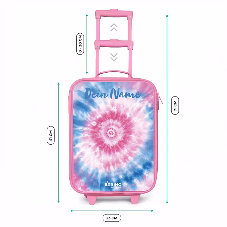 Kinderkoffer Rosa mit Name - Krawattenfärbung - Abstrakt - Blau - Rosa — 7