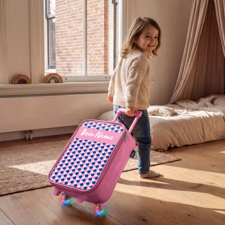 Kinderkoffer Rosa mit Name - Skalen - Muster - Blau - Rosa — 2