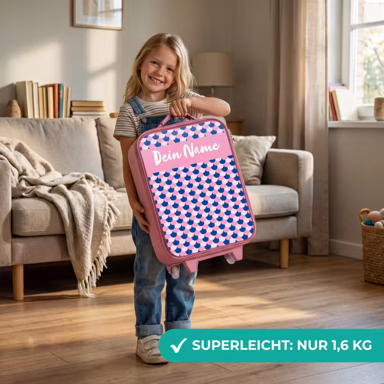 Kinderkoffer Rosa mit Name - Skalen - Muster - Blau - Rosa — 3