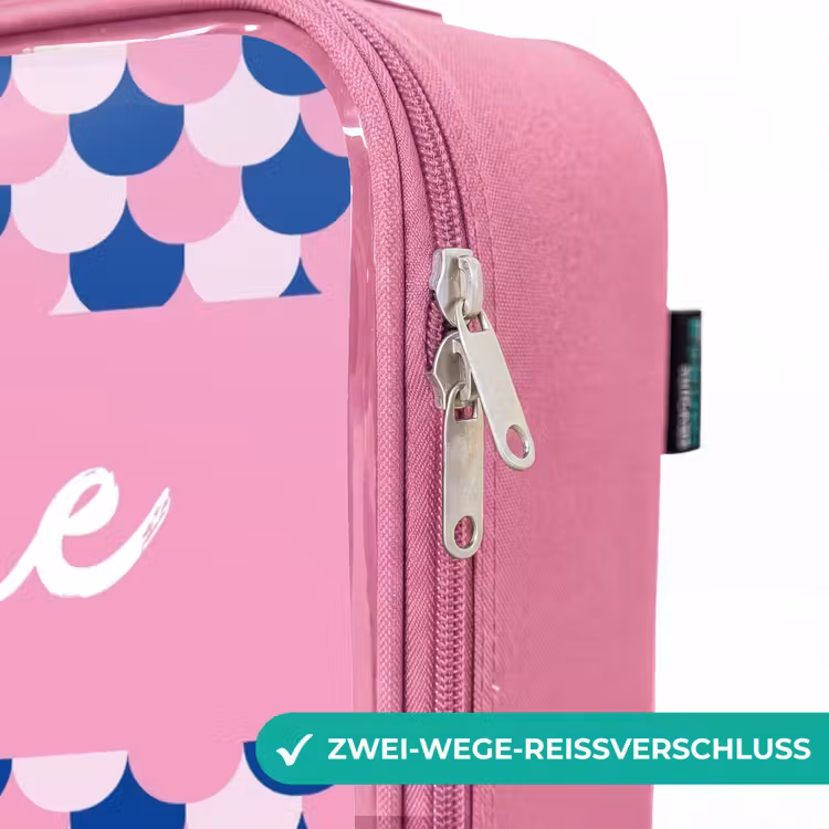 Kinderkoffer Rosa mit Name - Skalen - Muster - Blau - Rosa — 5