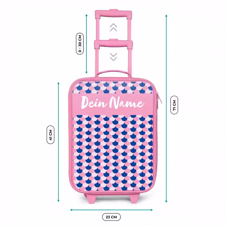 Kinderkoffer Rosa mit Name - Skalen - Muster - Blau - Rosa — 7