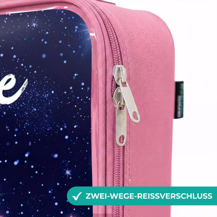 Kinderkoffer Rosa mit Name - Sterne - Galaxie - Blau - Rosa — 5
