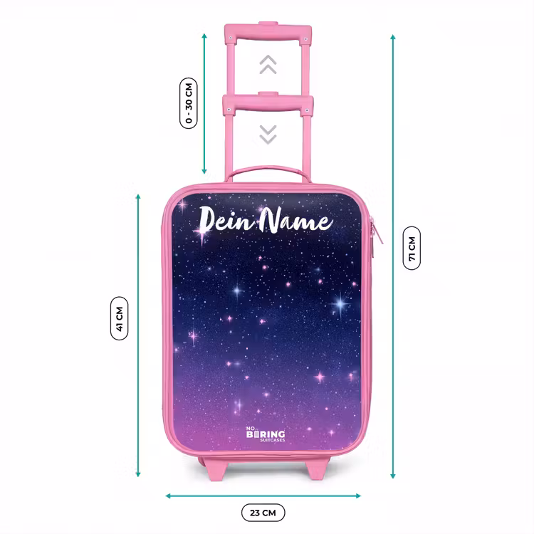 Kinderkoffer Rosa mit Name - Sterne - Galaxie - Blau - Rosa — 7