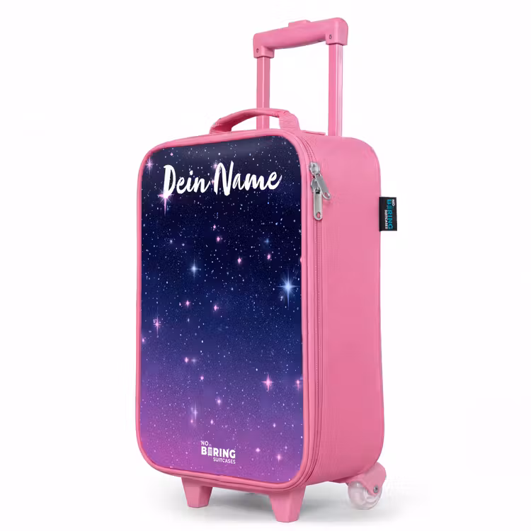 Kinderkoffer Rosa mit Name - Sterne - Galaxie - Blau - Rosa — 8