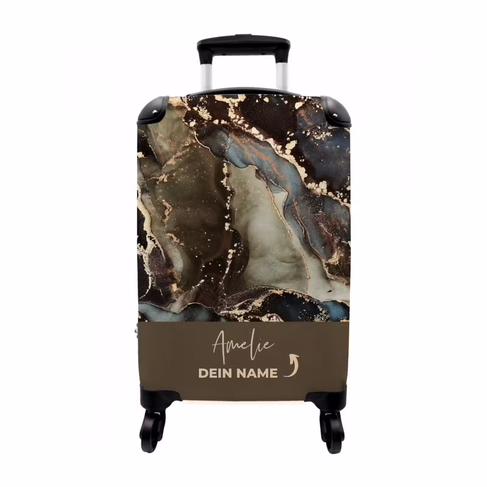 Koffer mit Name - Marble Braun/Schwarz/Grau/Grün Gold — 1