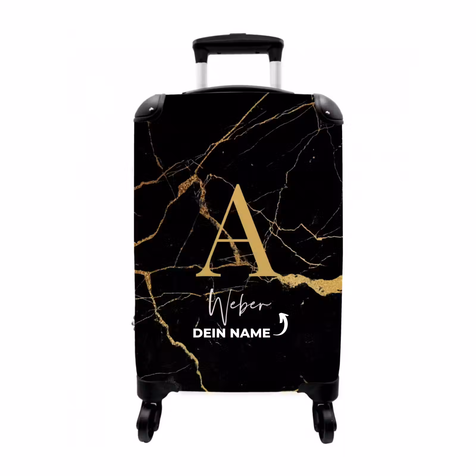 Koffer mit Name - Marmor schwarz und gold — 1