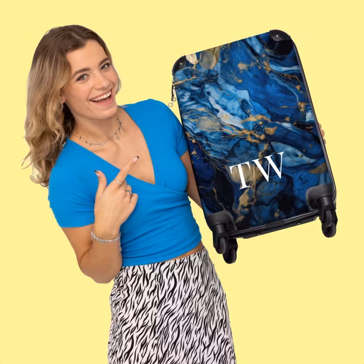 Koffer mit Name - Marmor blau und gold — 4
