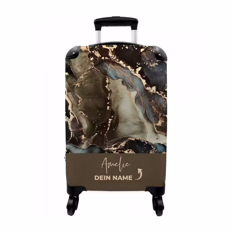 Koffer mit Name - Marble Braun/Schwarz/Grau/Grün Gold — 1