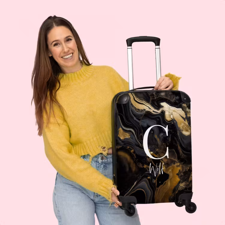 Koffer mit Name - Marmor gold und schwarz — 2
