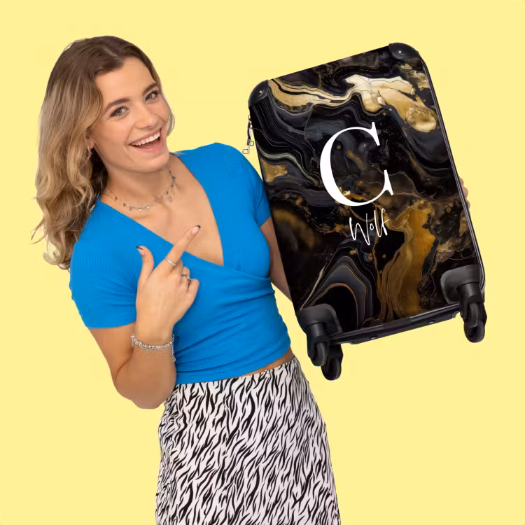 Koffer mit Name - Marmor gold und schwarz — 4