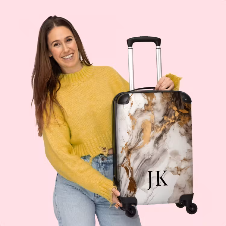 Koffer mit Name - Marmor gold und weiß — 2