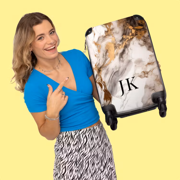 Koffer mit Name - Marmor gold und weiß — 4