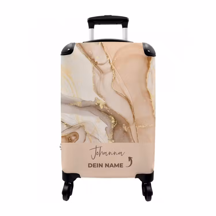 Koffer mit Name - Marmor orange/rosa mit Gold — 1