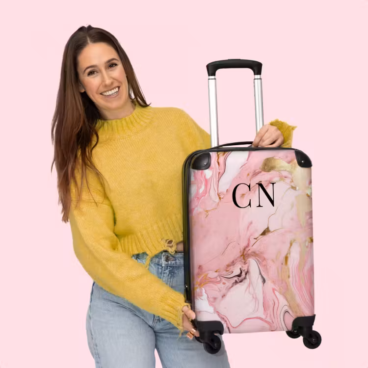 Koffer mit Name - Marmor rosa und gold — 2