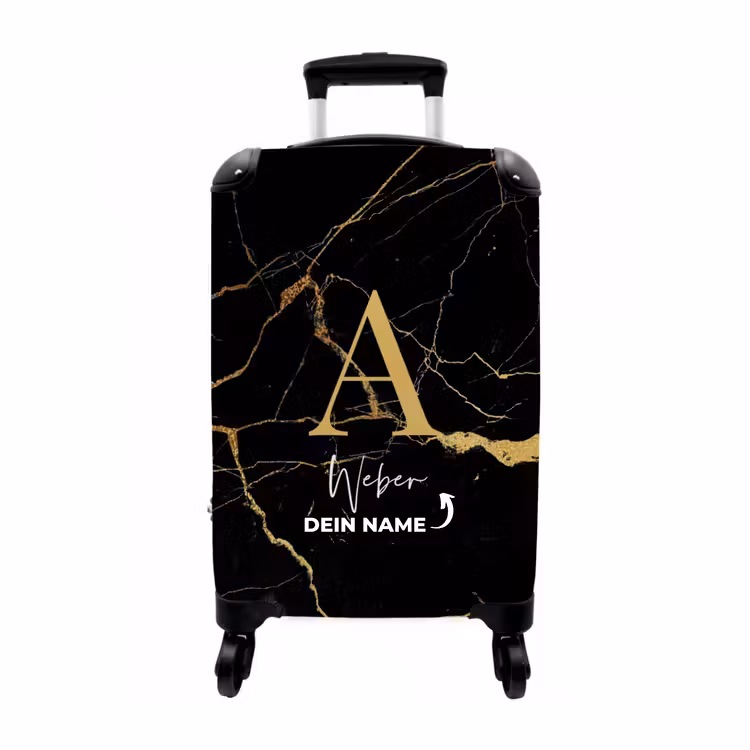 Koffer mit Name - Marmor schwarz und gold — 1