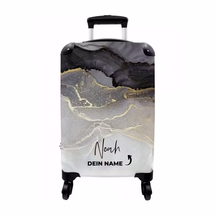 Koffer mit Name - Marble Weiß/Grau/Braun/Schwarz mit Gold — 1