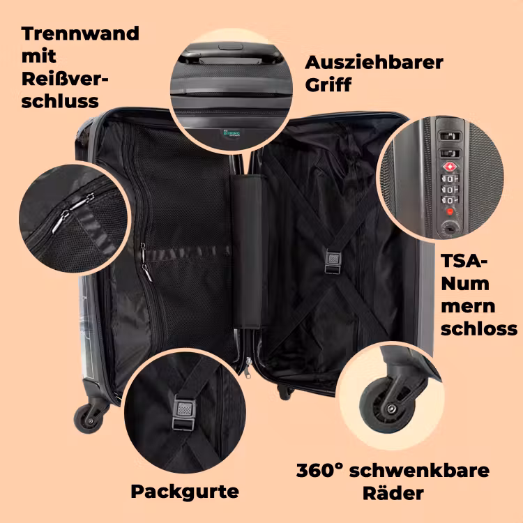 Koffer mit Name - Marble Weiß/Grau/Braun/Schwarz mit Gold — 3