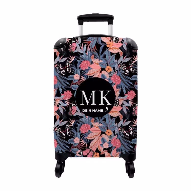Koffer mit Name - Rosa und violette Blumen — 1