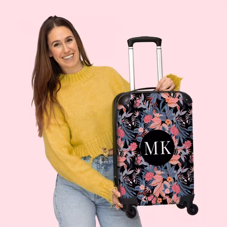 Koffer mit Name - Rosa und violette Blumen — 2