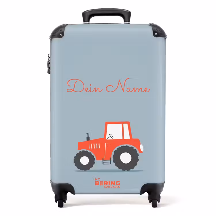 Koffer mit Name - Roter Schlepper auf blauem Hintergrund — 1