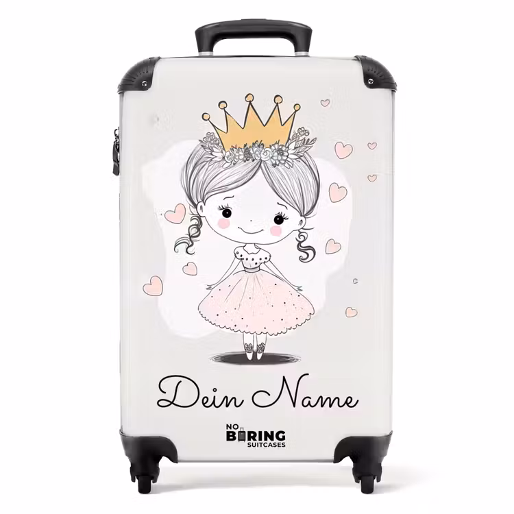 Koffer mit Name - Kronprinzessin mit rosa Herzen — 1