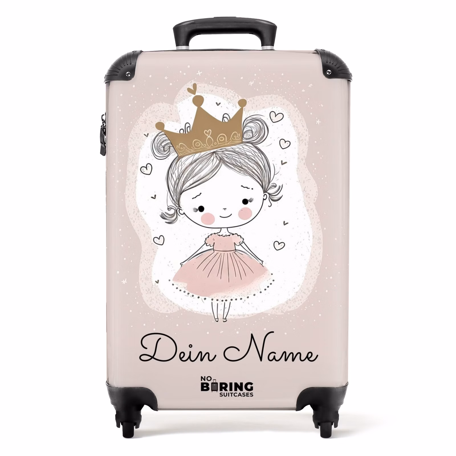 Koffer mit Name - Prinzessin auf bunter Hintergrund mit Herzen — 1