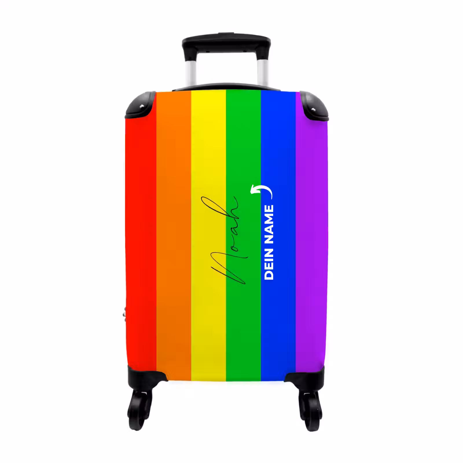 Koffer mit Name - Regenbogenhintergrund mit schwarzen Buchstaben — 1