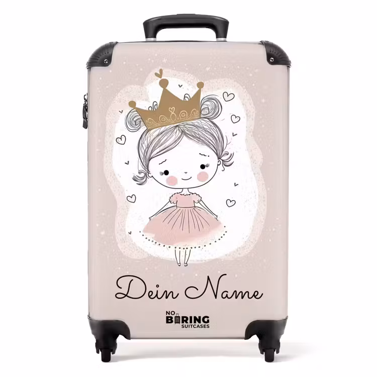 Koffer mit Name - Prinzessin auf bunter Hintergrund mit Herzen — 1