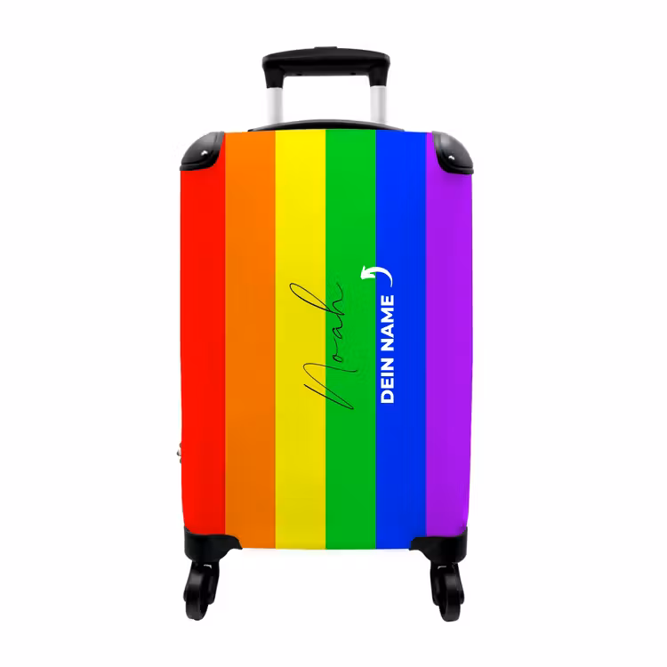 Koffer mit Name - Regenbogenhintergrund mit schwarzen Buchstaben — 1