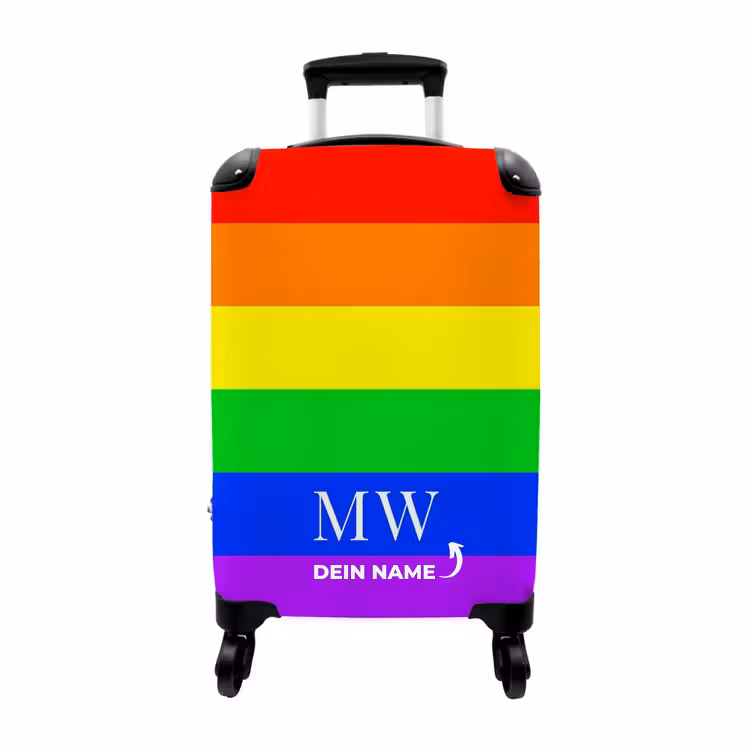 Koffer mit Name - Regenbogenhintergrund mit weißen Buchstaben — 1