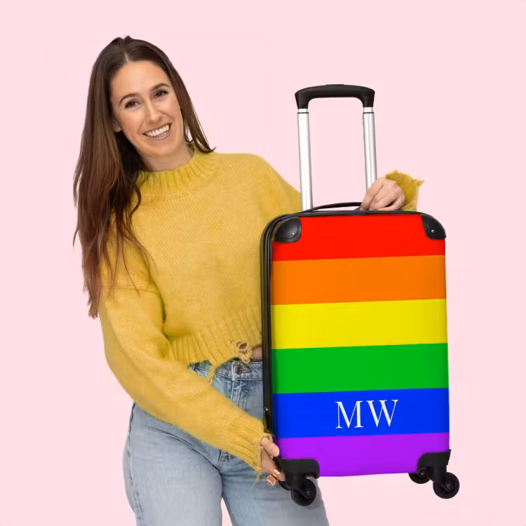 Koffer mit Name - Regenbogenhintergrund mit weißen Buchstaben — 2