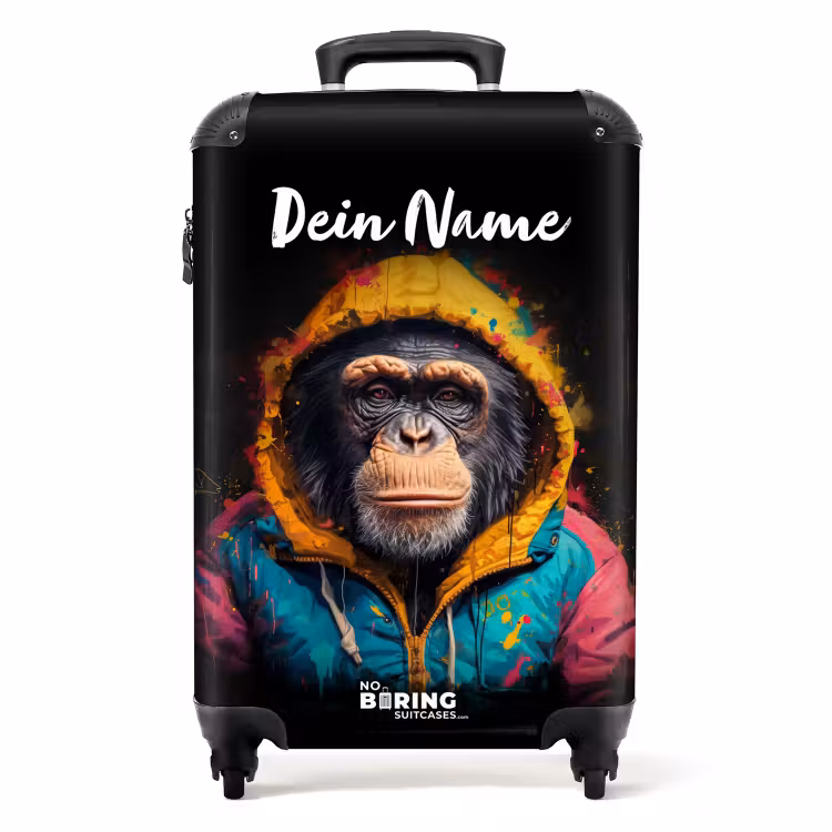 Koffer mit Name - Affe mit bunter Weste — 1