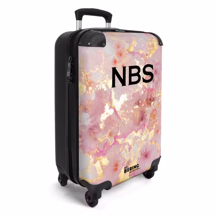Koffer mit Name - Rosa Marmor mit Gold — 4