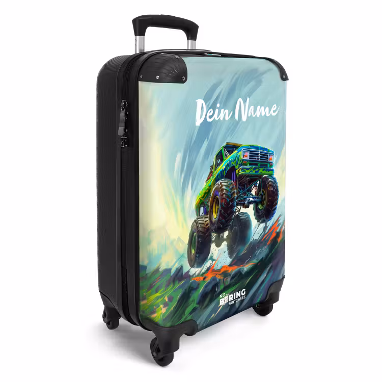 Koffer mit Name - Monstertruck leuchtende Limette — 2