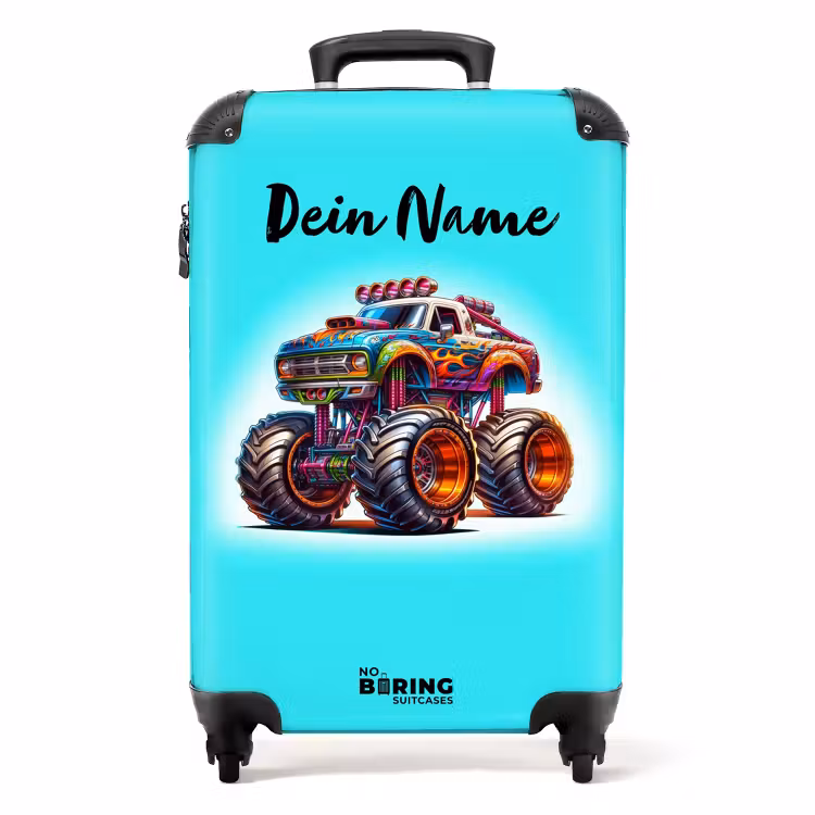 Koffer mit Name - Monstertruck-Regenbogenrennfahrer — 1
