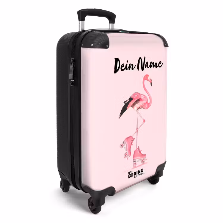 Koffer mit Name - Rosafarbener Rollerflamingo — 2