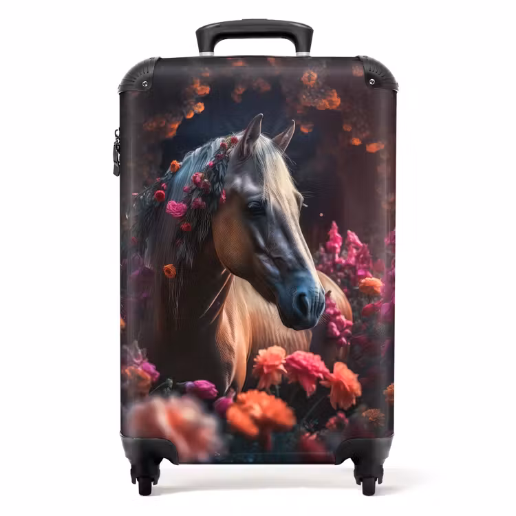 Koffer - Koffer - Pferd - Blumen - Lila - Orange - Tiere — 1