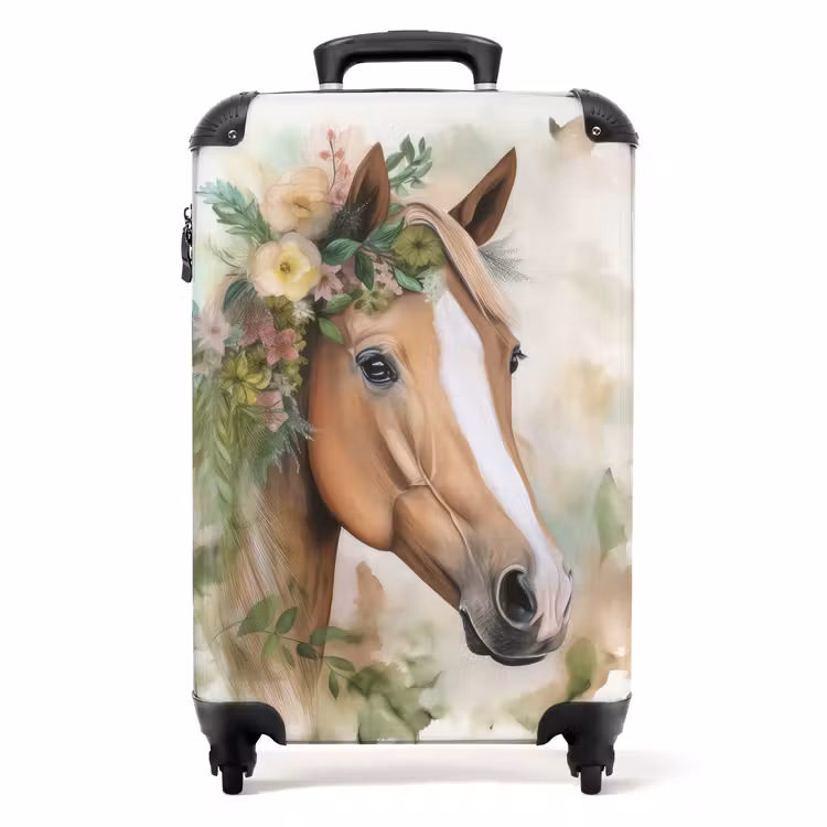 Koffer - Koffer - Pferd - Blumen - Natur - Aquarell - Tiere — 1
