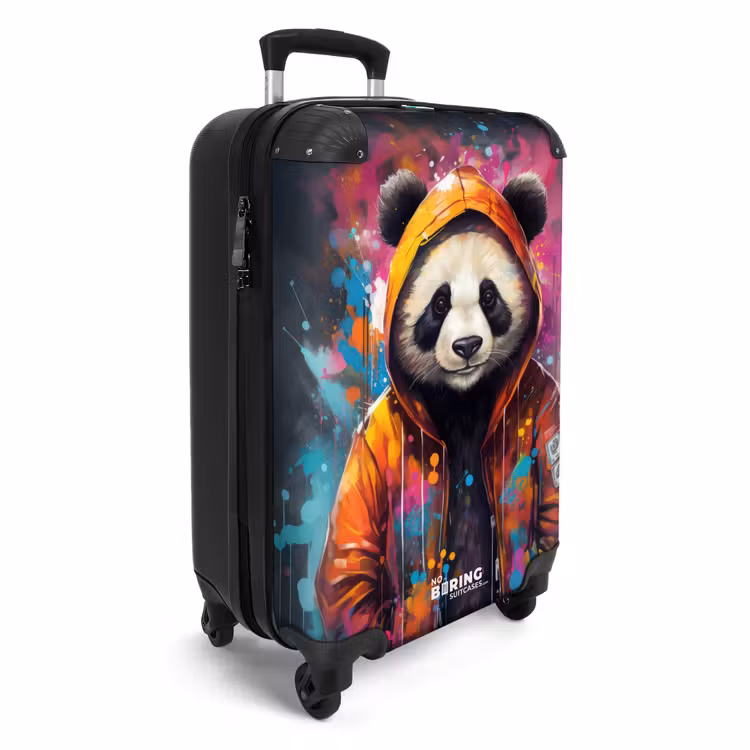 Koffer - Panda mit orangefarbener Jacke und Farbspritzern — 2