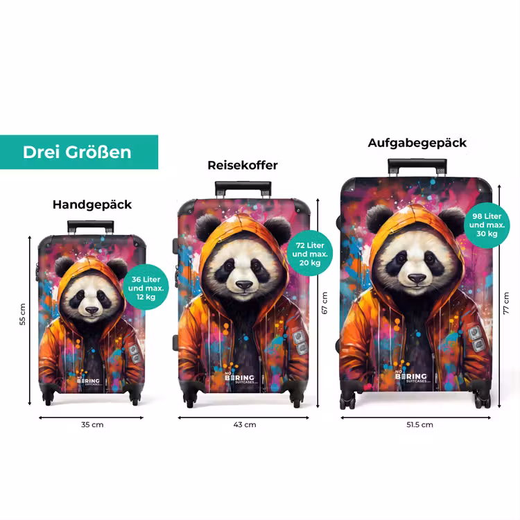 Koffer - Panda mit orangefarbener Jacke und Farbspritzern — 3