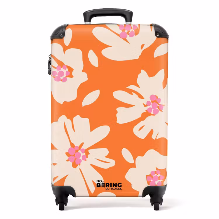 Koffer - Pastellfarbene Blumen - Creme mit Orange — 1