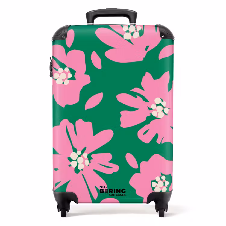 Koffer - Pastellfarbene Blumen - Rosa mit Grün — 1
