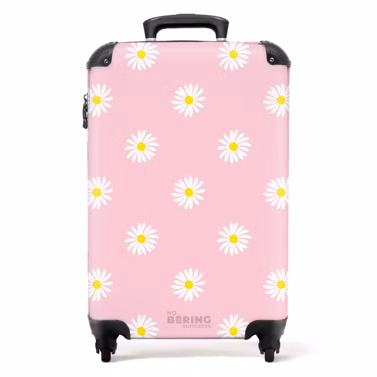 Koffer - Pastell - Gänseblümchen auf hellem, rosa Hintergrund — 1