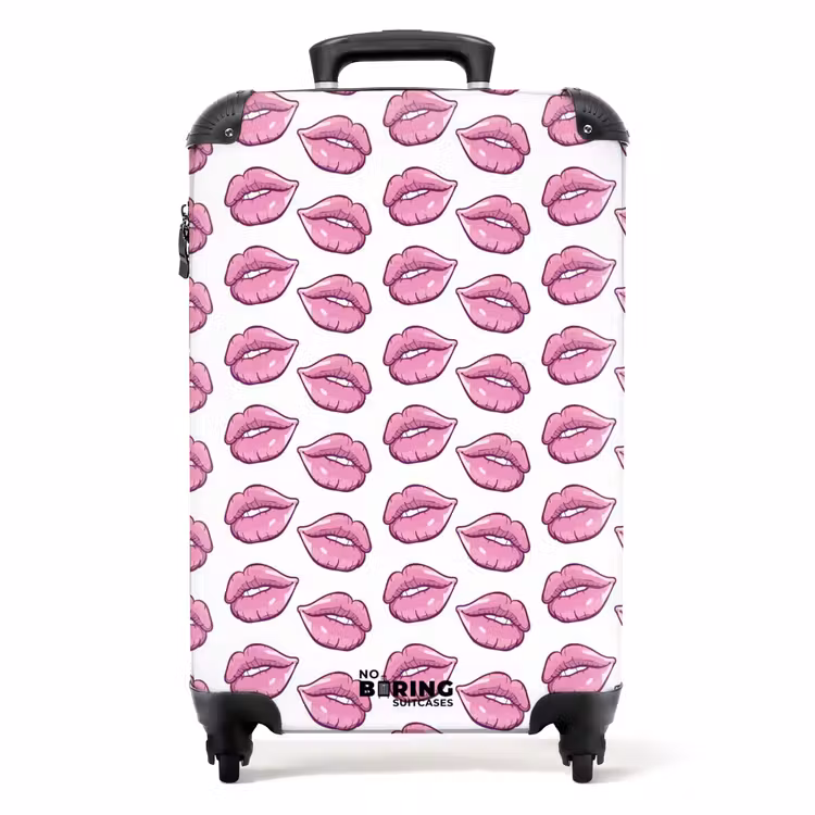 Koffer - Patterns - Rosa Lippenmuster auf weißem Hintergrund — 1