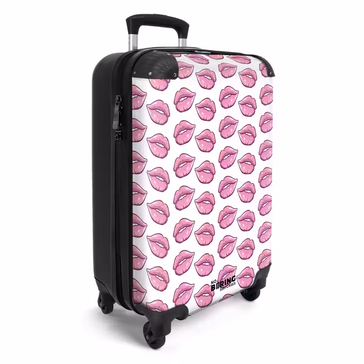 Koffer - Patterns - Rosa Lippenmuster auf weißem Hintergrund — 2