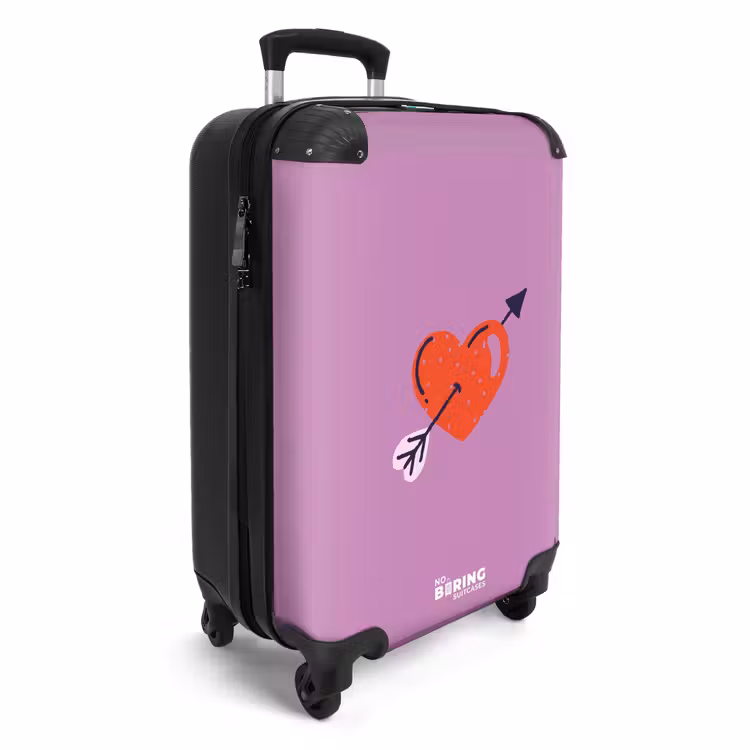 Koffer - Patterns - Rotes Herz mit Pfeil auf lila Hintergrund — 2